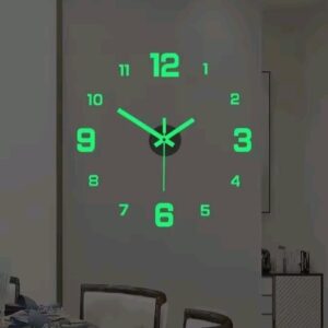3D Luminous Wall Clock Frameless Digital Clock Wall Stickers Mute Clock for Living Room Bedroom Office Wall Decor