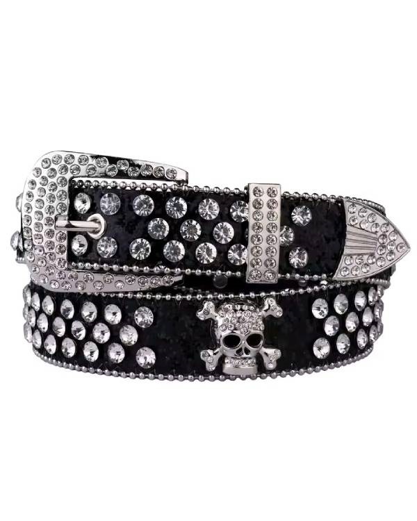 Skull Belt Western Cowgirl Belts For Women Girls Studded PU Leather Country Belt